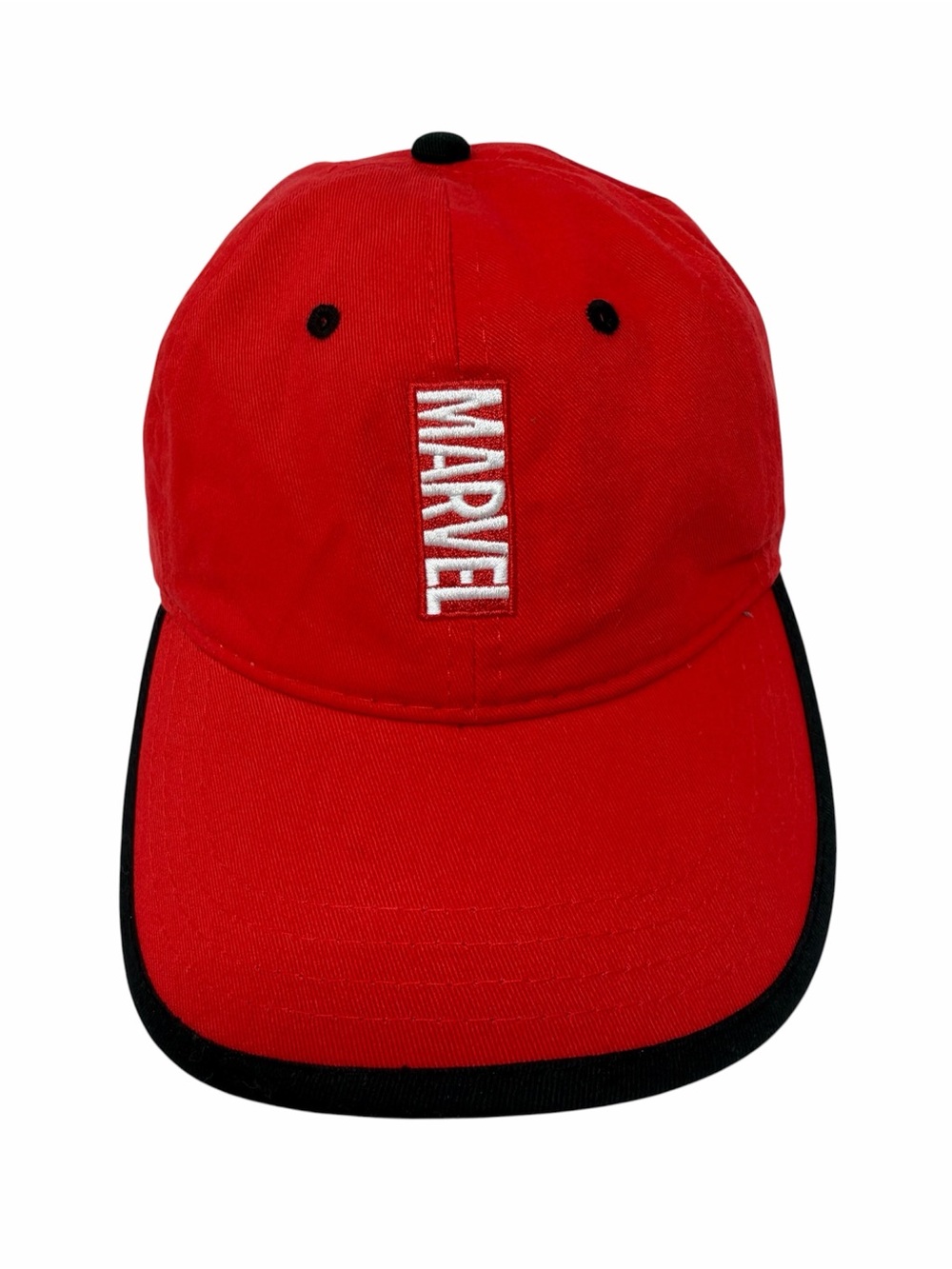 NWT Disney Parks Marvel Red Embroidered Baseball Hat with Black Trim